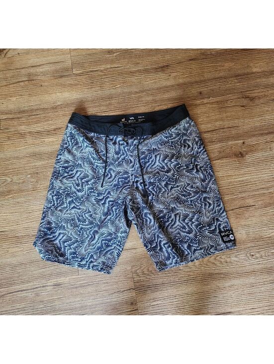Other - RVCA Men's Size 34 Blue and Black Patterned Board Shorts with Drawstring Waist